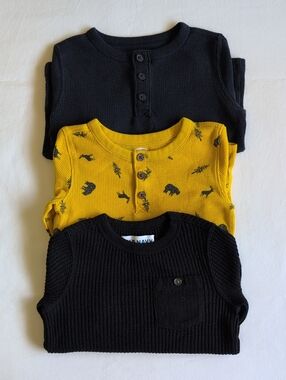 Old Navy Boys Waffle Knit Thermal Henley Shirts 3-Pack Size 2T Fall Lot